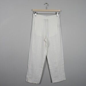 Olivia by Habitat Clothes Womens XS 100% Linen Pants Straight Leg Ankle White